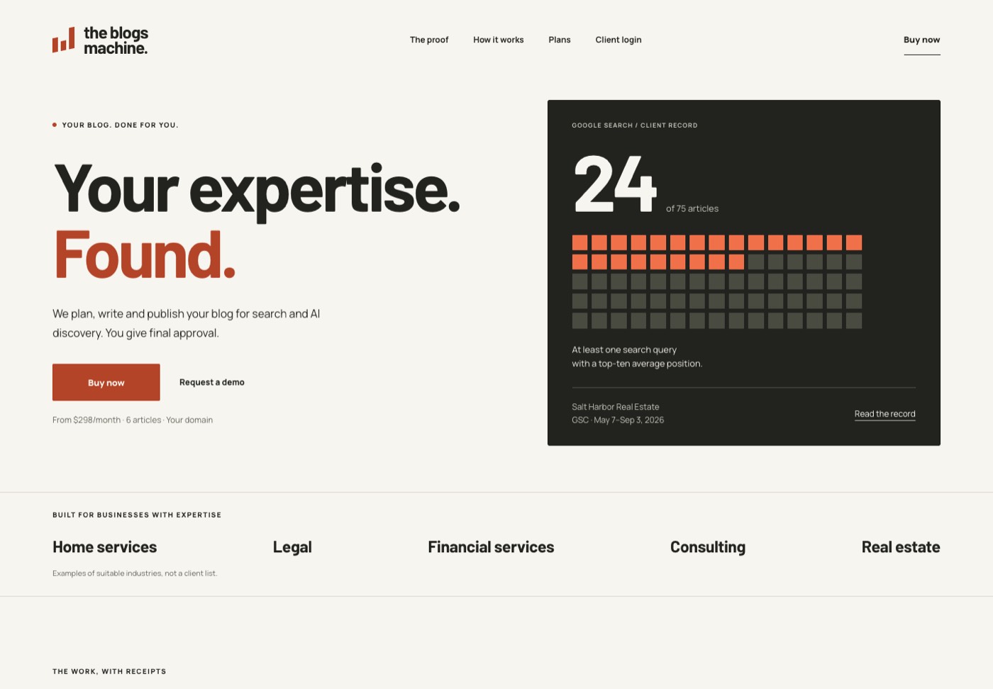 The Blogs Machine home page: Your expertise. Found.